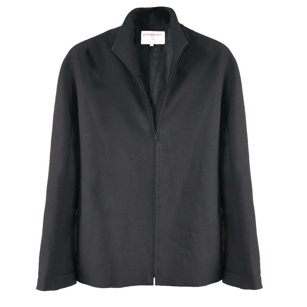EMANUEL UNGARO Collection Women's Zip Front Wool Jacket Size 40 in Black